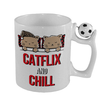 Catflix and Chill, Κούπα με μπάλα ποδασφαίρου , 330ml
