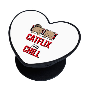 Catflix and Chill, Phone Holders Stand  καρδιά Μαύρο Βάση Στήριξης Κινητού στο Χέρι