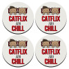 SET of 4 round wooden coasters (9cm)