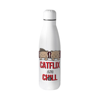 Catflix and Chill, Μεταλλικό παγούρι Stainless steel, 700ml