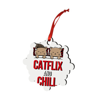 Catflix and Chill, Στολίδι Χριστουγεννιάτικο στολίδι snowflake ξύλινο 7.5cm