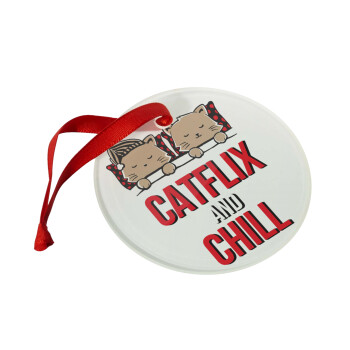 Catflix and Chill, Χριστουγεννιάτικο στολίδι γυάλινο 9cm