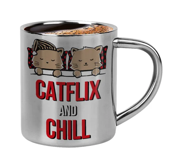 Catflix and Chill — Κουπάκι μεταλλικό διπλού τοιχώματος για espresso (220ml)
