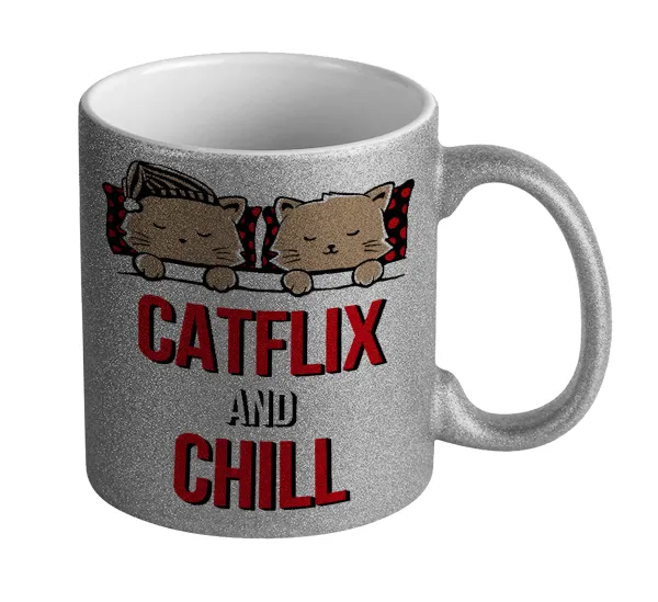 Catflix and Chill — Glitter Ασημένια