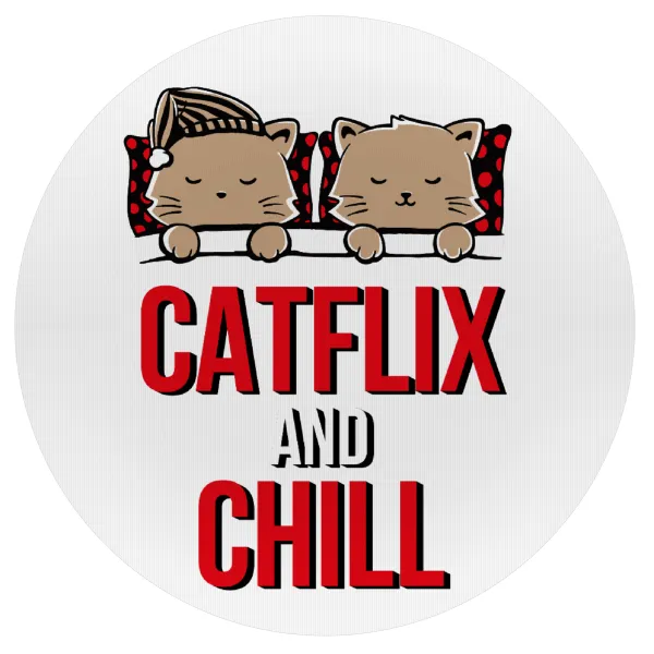Catflix and Chill — Mousepad Στρογγυλό 20cm