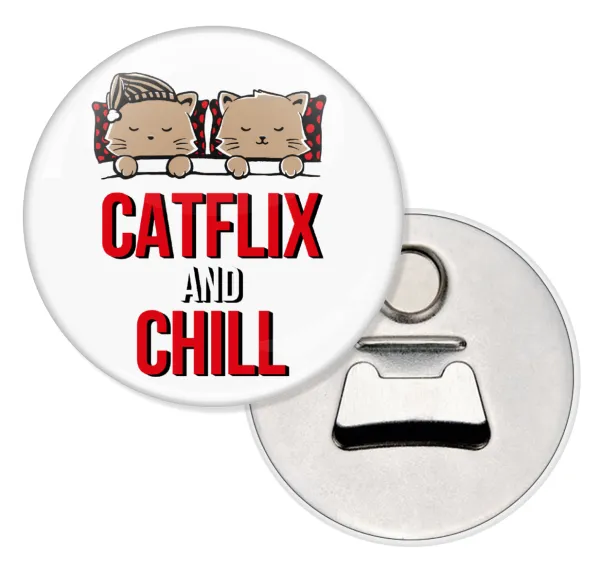 Catflix and Chill — Μαγνητάκι & Ανοιχτήρι (5.9cm)
