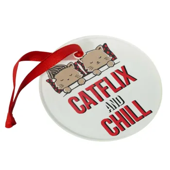 Catflix and Chill, Christmas ornament glass 9cm