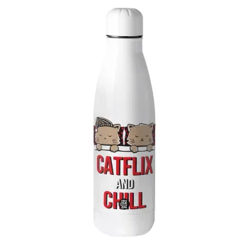 Catflix and Chill, Μεταλλικό παγούρι θερμός (Stainless steel), 500ml