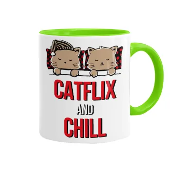 Catflix and Chill, Κούπα χρωματιστή βεραμάν, κεραμική, 330ml