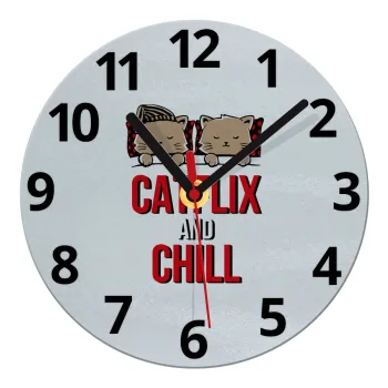 Catflix and Chill, Ρολόι τοίχου γυάλινο (20cm)