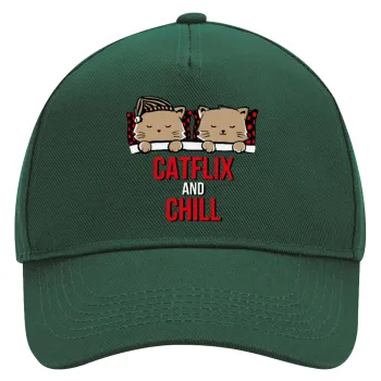 Catflix and Chill, Καπέλο Ενηλίκων Ultimate ΠΡΑΣΙΝΟ, (100% ΒΑΜΒΑΚΕΡΟ DRILL, ΕΝΗΛΙΚΩΝ, UNISEX, ONE SIZE)