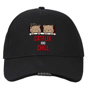Catflix and Chill, Work & Activity LED Light Cap – Perfect for Night & Low Light Conditions (100% COTTON, ADULT, UNISEX)