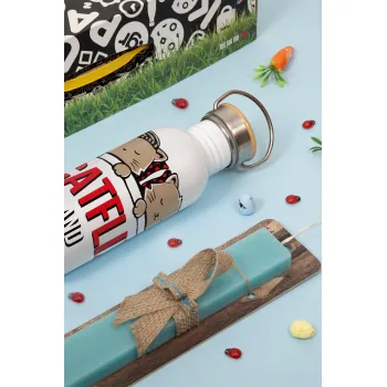 Catflix and Chill, Πασχαλινή Λαμπάδα με παγούρι μεταλλικό (620ml, stainless steel) & κερί αρωματικό πλακέ (30cm) (ΤΙΡΚΟΥΑΖ)