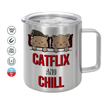 Catflix and Chill, Mug Stainless steel double wall 300ml
