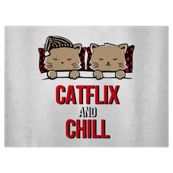 Catflix and Chill, Επιφάνεια κοπής γυάλινη (38x28cm)
