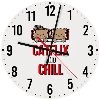 Catflix and Chill, Ρολόι τοίχου ξύλινο (30cm)