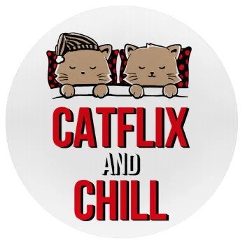 Catflix and Chill, Mousepad Round 20cm