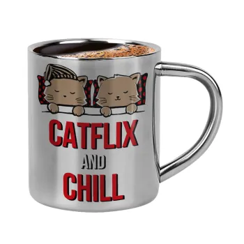 Catflix and Chill, Double-wall metal cup for espresso (220ml)