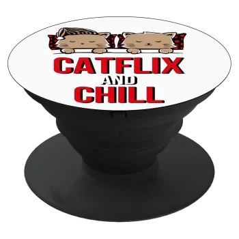 Catflix and Chill, Phone Holders Stand  Black Hand-held Mobile Phone Holder