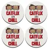 SET of 4 round wooden coasters (9cm)