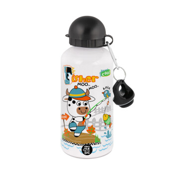 Kids Fisherman, Metal water bottle, White, aluminum 500ml