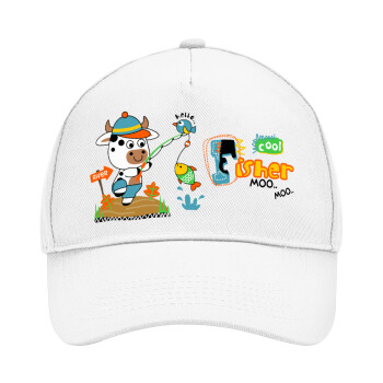 Ο μικρός ψαράς, Καπέλο Ενηλίκων Baseball, Drill, Λευκό (100% ΒΑΜΒΑΚΕΡΟ, ΕΝΗΛΙΚΩΝ, UNISEX, ONE SIZE)