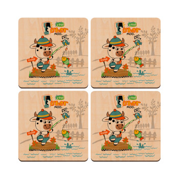 Ο μικρός ψαράς, ΣΕΤ x4 Σουβέρ ξύλινα τετράγωνα plywood (9cm)