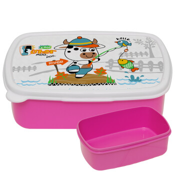 Ο μικρός ψαράς, ΡΟΖ παιδικό δοχείο φαγητού (lunchbox) πλαστικό (BPA-FREE) Lunch Βox M18 x Π13 x Υ6cm