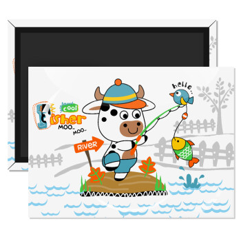 Kids Fisherman, Ορθογώνιο μαγνητάκι ψυγείου διάστασης 9x6cm