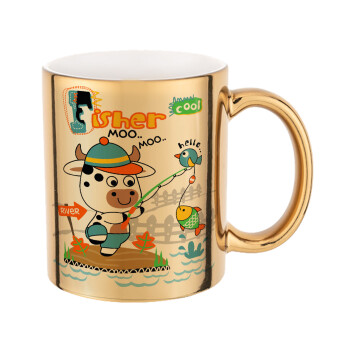 Kids Fisherman, Mug ceramic, gold mirror, 330ml