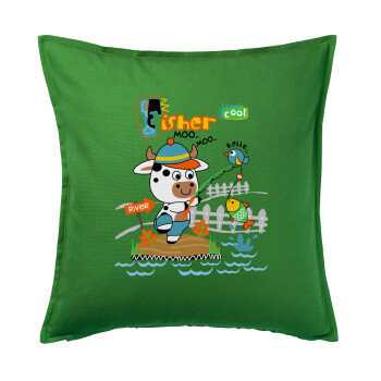 Ο μικρός ψαράς, Μαξιλάρι καναπέ Πράσινο 100% βαμβάκι, περιέχεται το γέμισμα (50x50cm)