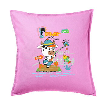 Ο μικρός ψαράς, Μαξιλάρι καναπέ ΡΟΖ 100% βαμβάκι, περιέχεται το γέμισμα (50x50cm)