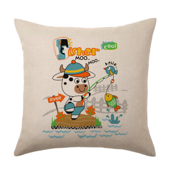 Ο μικρός ψαράς, Μαξιλάρι καναπέ ΛΙΝΟ 40x40cm περιέχεται το  γέμισμα