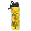 Metallic water bottle with safety lid, 850ml aluminum