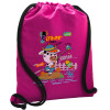 Backpack pouch GYMBAG Fuchsia, with pocket (40x48cm) & thick cords