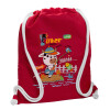 Backpack pouch GYMBAG Red, with pocket (40x48cm) & thick cords