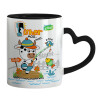 Mug heart black handle, ceramic, 330ml