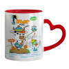 Mug heart red handle, ceramic, 330ml