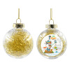 Transparent Christmas tree ball ornament with gold filling 8cm