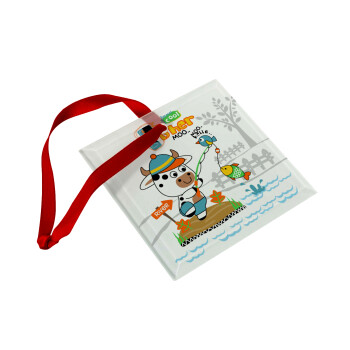 Ο μικρός ψαράς, Στολίδι Χριστουγεννιάτικο στολίδι γυάλινο τετράγωνο 9x9cm