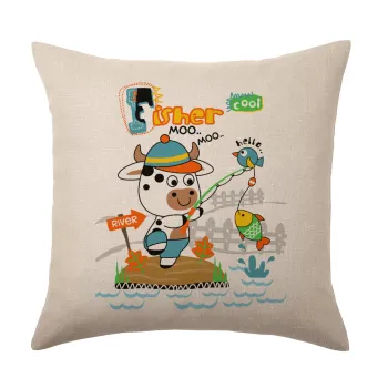 Kids Fisherman, Μαξιλάρι καναπέ ΛΙΝΟ 40x40cm περιέχεται το  γέμισμα