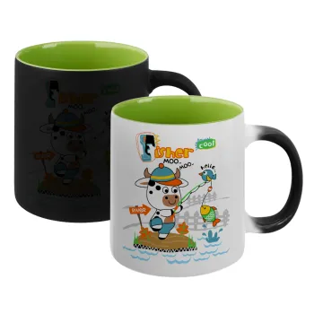 Kids Fisherman, Κούπα Μαγική εσωτερικό πράσινο, κεραμική 330ml που αλλάζει χρώμα με το ζεστό ρόφημα