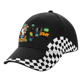 Ο μικρός ψαράς, Καπέλο Ενηλίκων Ultimate ΜΑΥΡΟ RACING, (100% ΒΑΜΒΑΚΕΡΟ DRILL, ΕΝΗΛΙΚΩΝ, UNISEX, ONE SIZE)