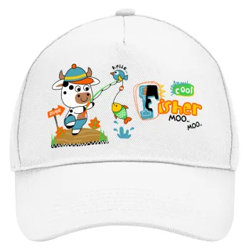 Ο μικρός ψαράς, Καπέλο Ενηλίκων Baseball, Drill, Λευκό (100% ΒΑΜΒΑΚΕΡΟ, ΕΝΗΛΙΚΩΝ, UNISEX, ONE SIZE)