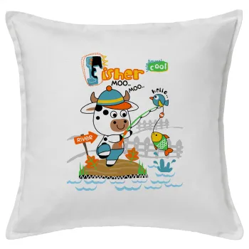 Ο μικρός ψαράς, Μαξιλάρι καναπέ ΛΕΥΚΟ 100% βαμβάκι, περιέχεται το γέμισμα (50x50cm)