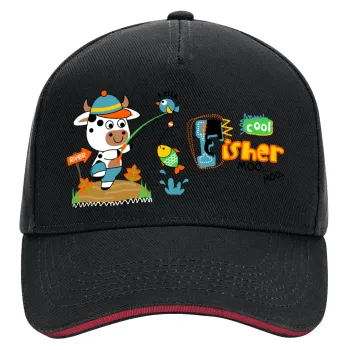 Ο μικρός ψαράς, DRILL Καπέλο Ενηλίκων Ultimate ΜΑΥΡΟ/ΚΟΚΚΙΝΟ, (100% ΒΑΜΒΑΚΕΡΟ, ΕΝΗΛΙΚΩΝ, UNISEX, ONE SIZE)