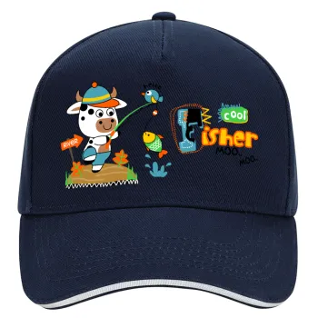 Kids Fisherman, DRILL Adult Ultimate Hat BLUE/WHITE, (100% COTTON, ADULT, UNISEX, ONE SIZE)