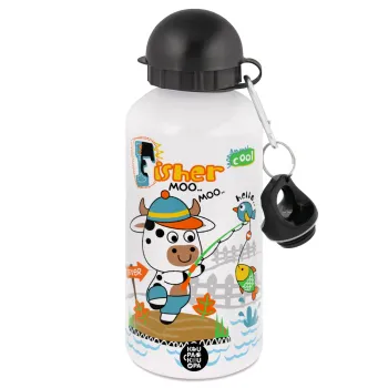 Kids Fisherman, Metal water bottle, White, aluminum 500ml