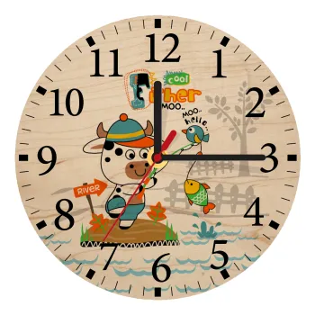 Kids Fisherman, Ρολόι τοίχου ξύλινο plywood (20cm)