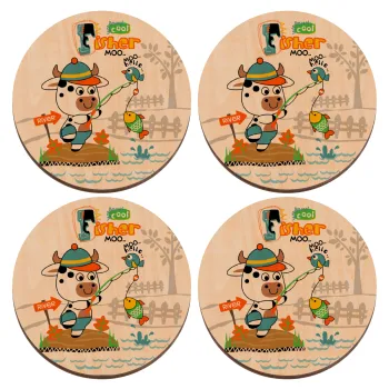 Kids Fisherman, ΣΕΤ x4 Σουβέρ ξύλινα στρογγυλά plywood (9cm)